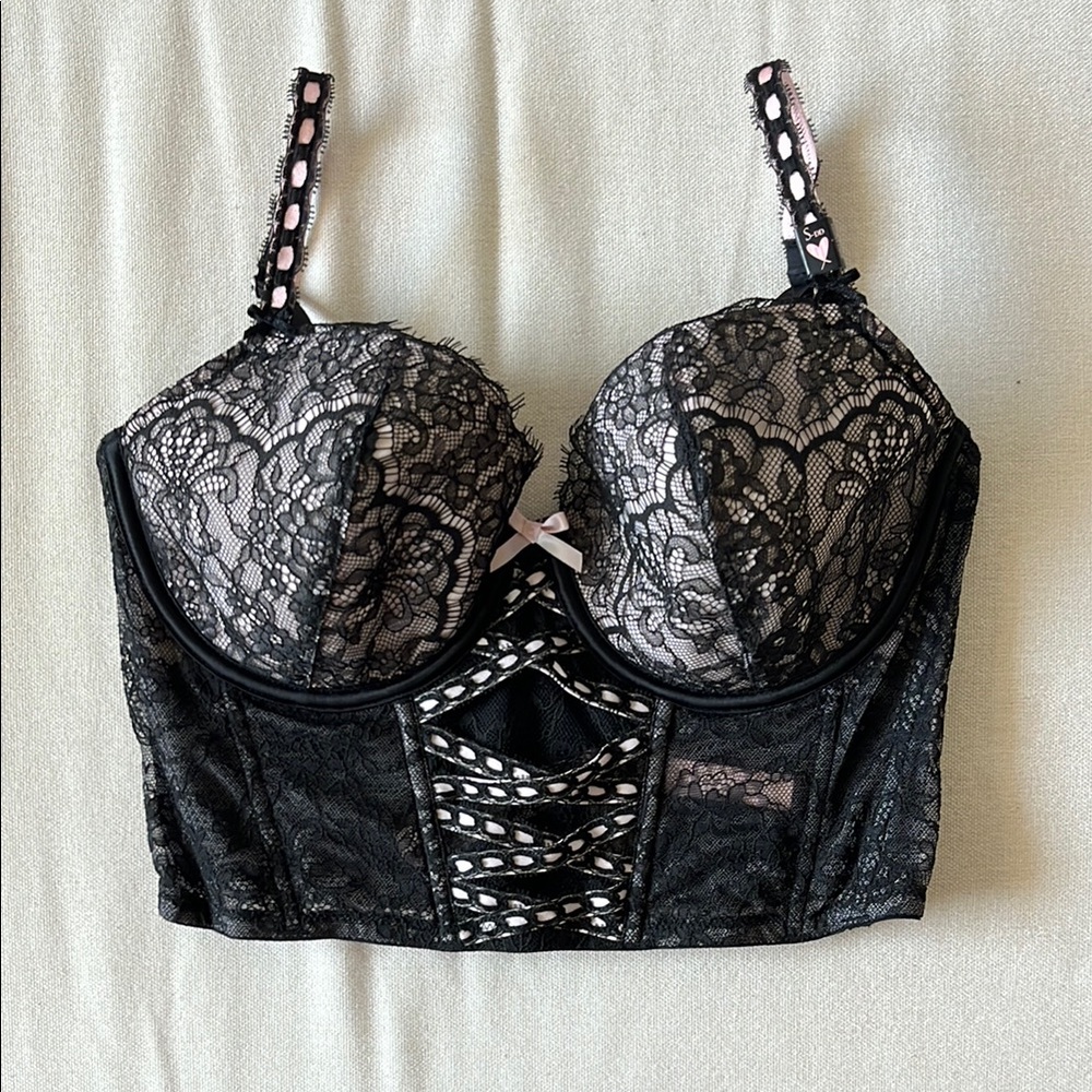 NWT Victoria's Secret Black Lace Corset Bra